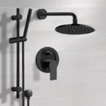 Remer SFR82 Matte Black Shower Set With 8 Inch Rain Shower Head and Hand Shower